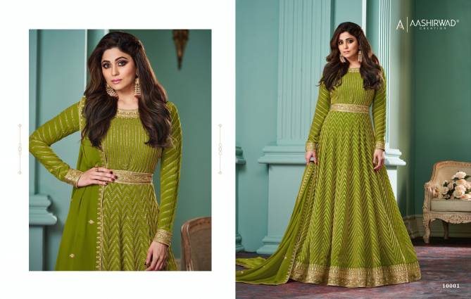 Alizza Pestal By Aashirwad Georgette Readymade Gown With Dupatta Wholesale Price In Surat
